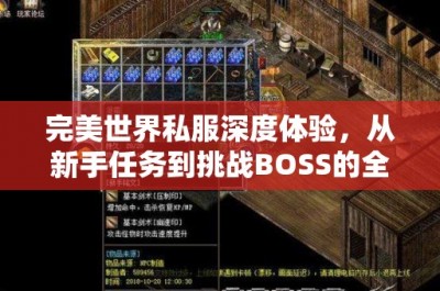 完美世界私服深度体验，从新手任务到挑战BOSS的全面指南