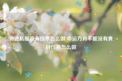 奇迹私服没有技术怎么做 命运方舟不能没有食材任务怎么做