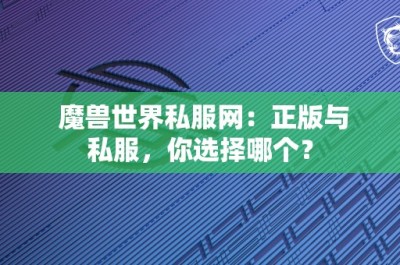 魔兽世界私服网：正版与私服，你选择哪个？