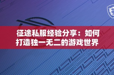 征途私服经验分享：如何打造独一无二的游戏世界