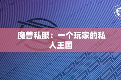 魔兽私服：一个玩家的私人王国