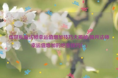 传世私服法师幸运值增加技巧大揭秘(揭开法师幸运值增加的绝密技巧！)