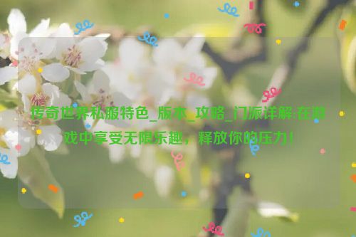 传奇世界私服特色_版本_攻略_门派详解:在游戏中享受无限乐趣，释放你的压力！